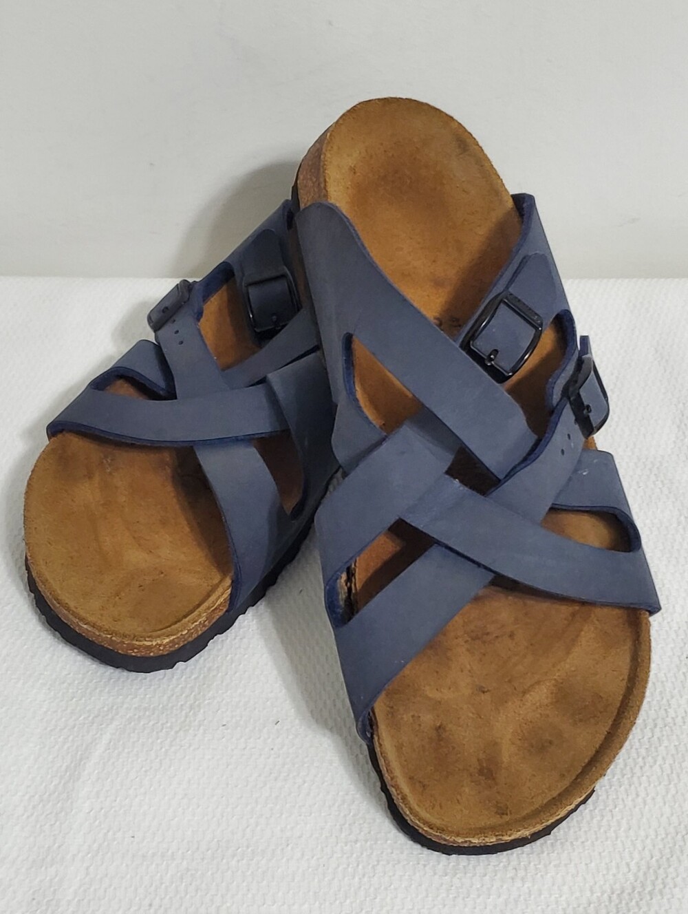 Birkenstock Birkis Calais Strappy Blue Suede Leather Sandals EU41